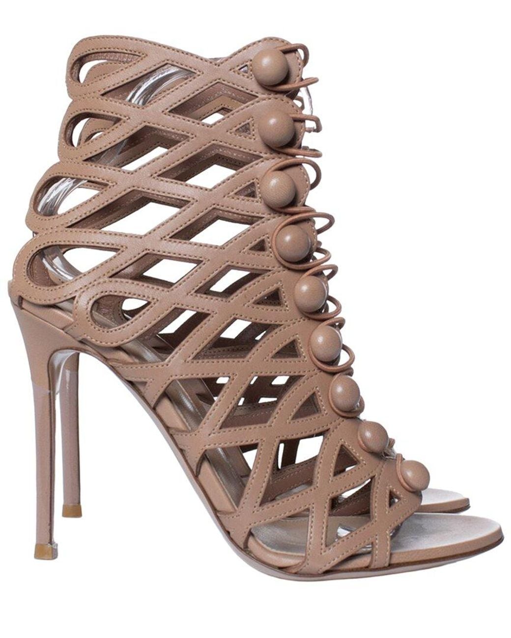 Gianvito Rossi Brown Leather Caged Heel (Authentic Pre-Loved)