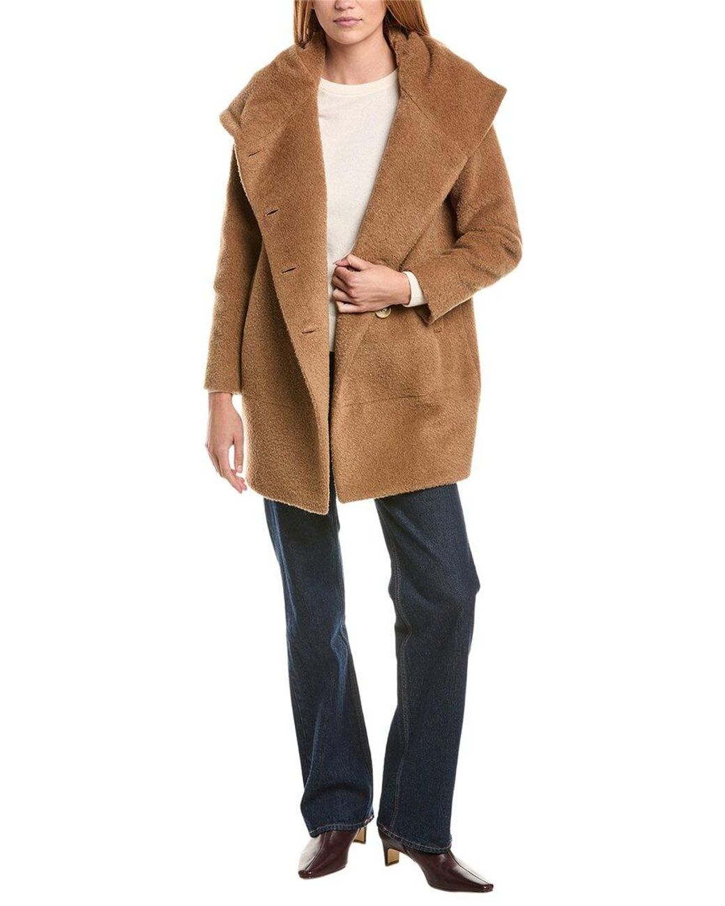 Sofiacashmere Natural Sofiacashmere Wool & Alpaca-Blend Coat