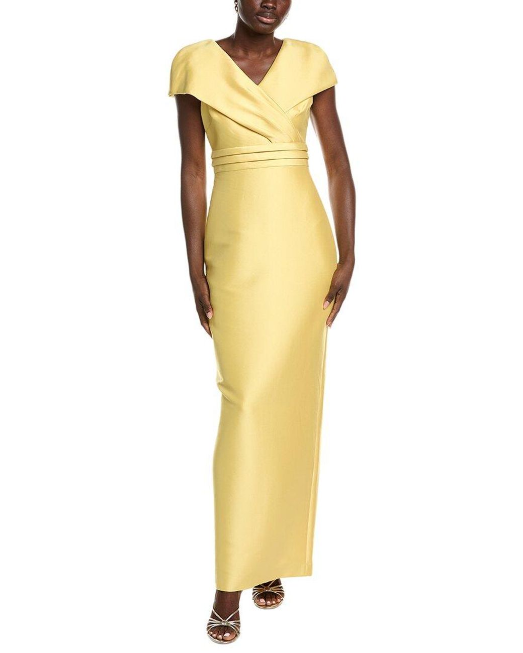 Badgley Mischka Yellow Wrap Shoulder Gown