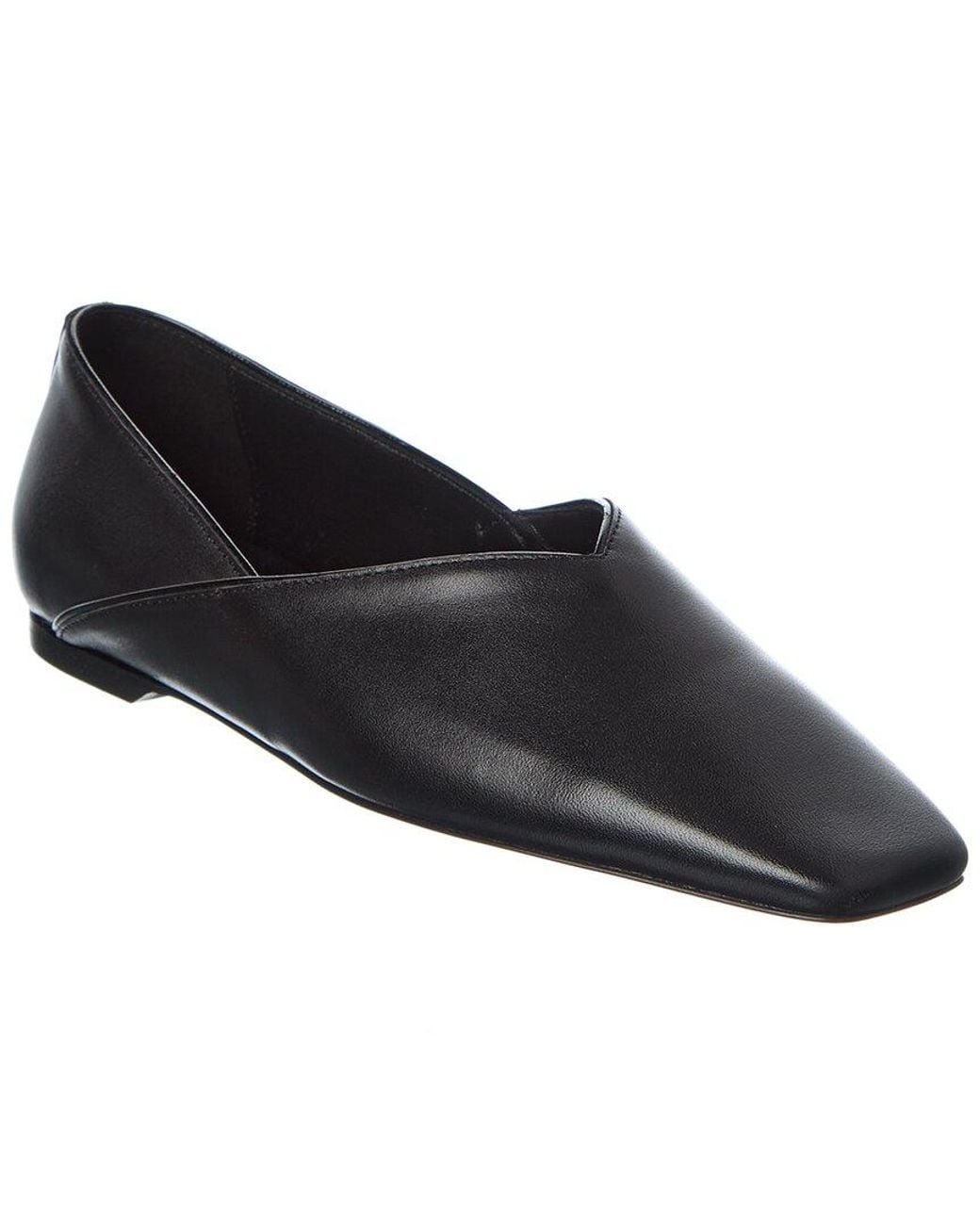 Totême Black Leather Ballerina Flat