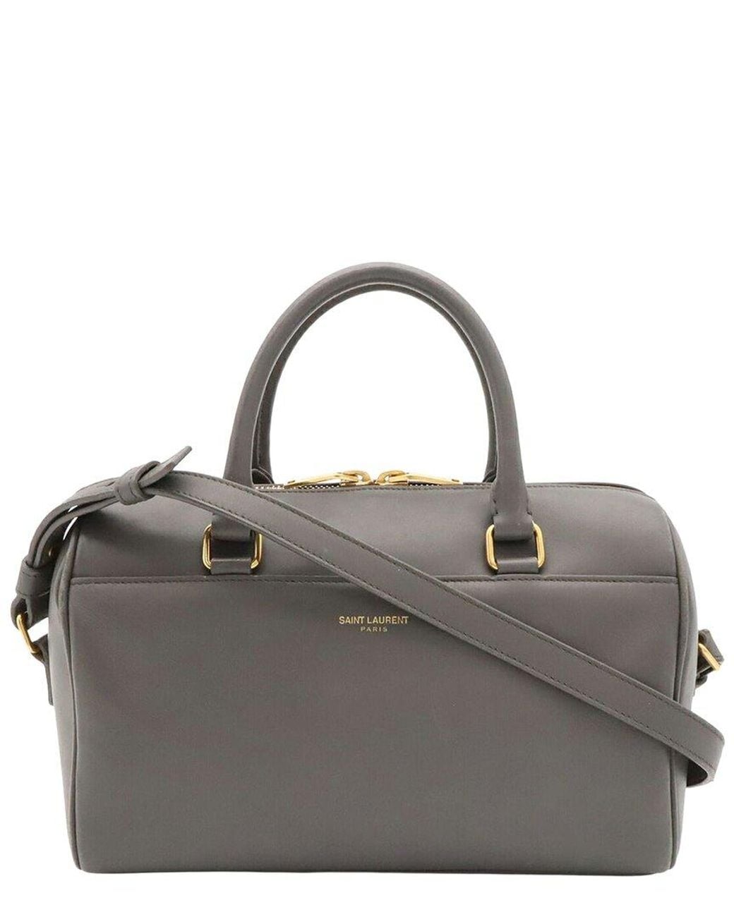 Saint Laurent Gray Leather Baby Duffle Shoulder Bag (Authentic Pre-Loved)