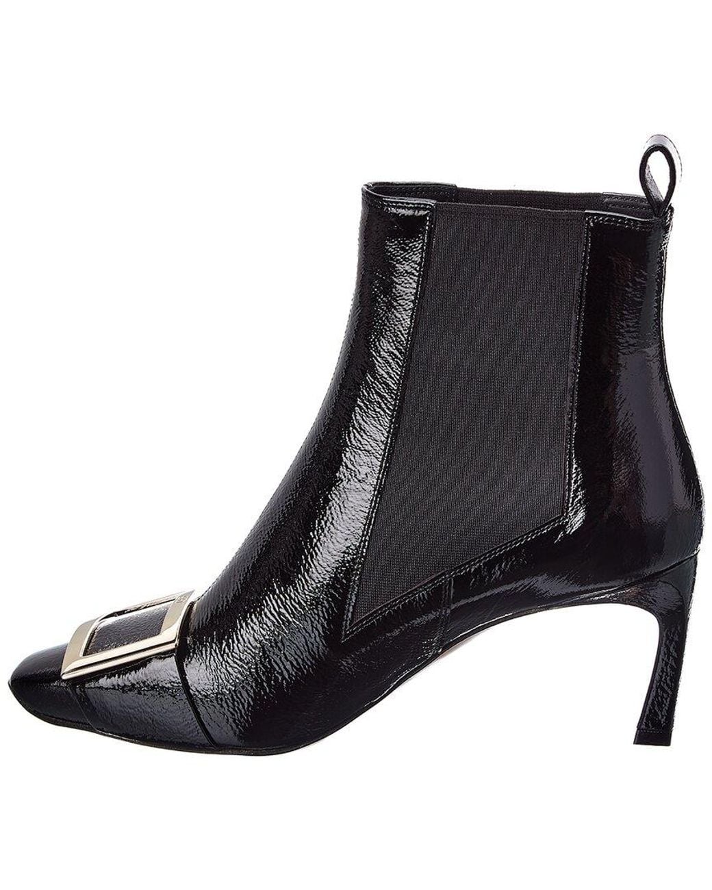 Roger Vivier Black Trompette Patent Chelsea Bootie