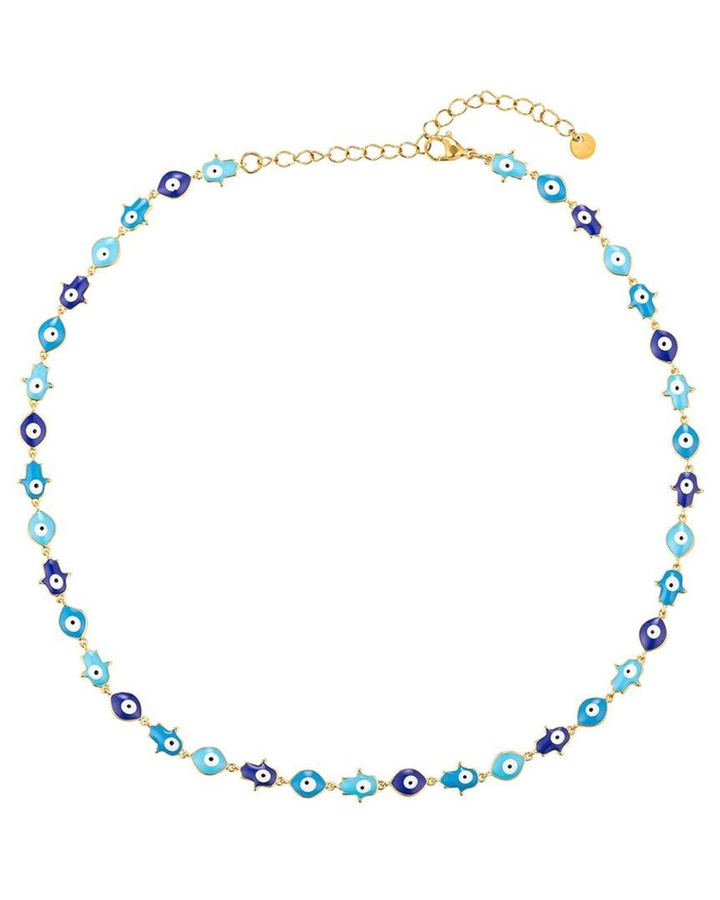 Eye Candy LA Blue Hamsa Eye Necklace
