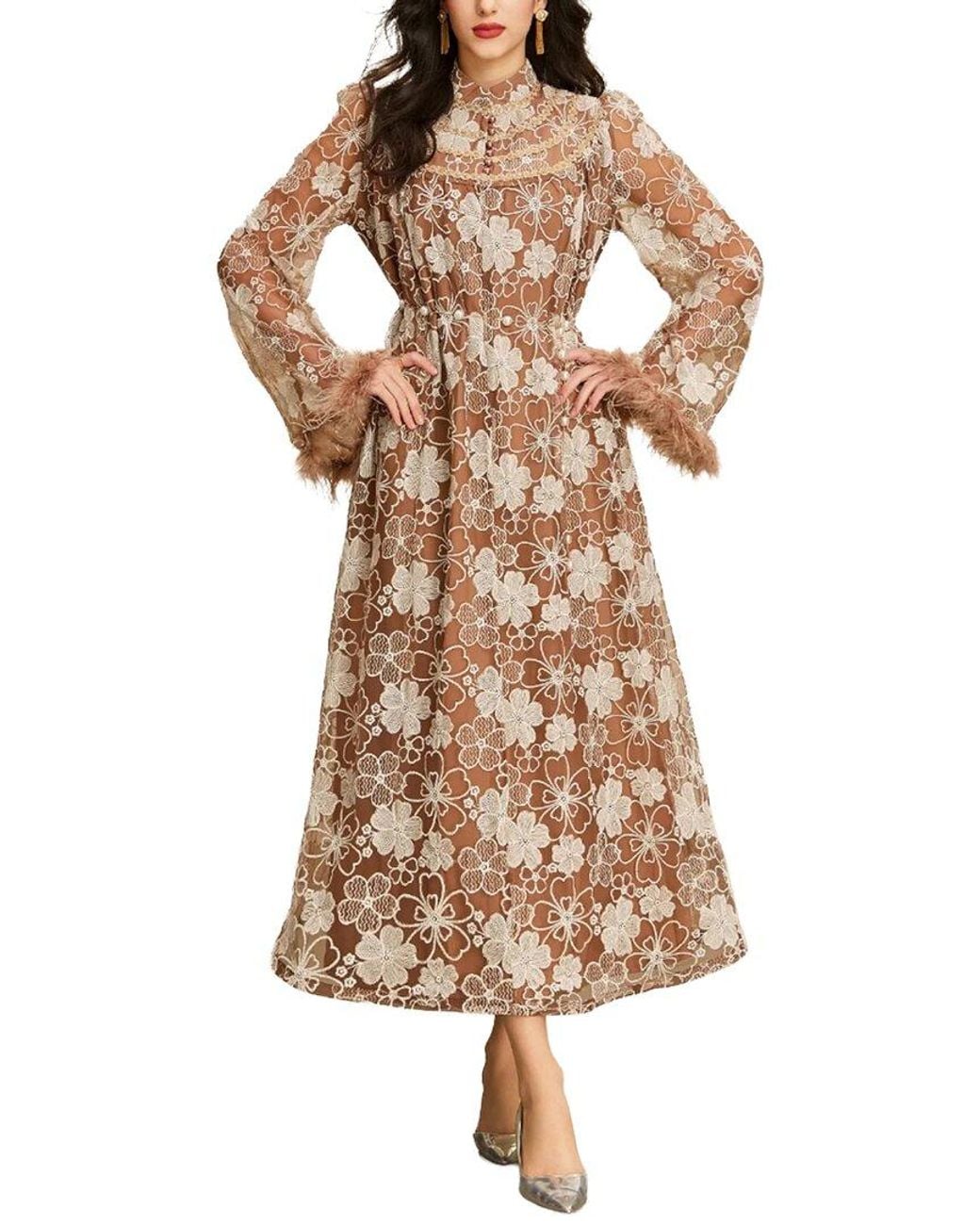 Kaimilan Brown Long Printed Dress