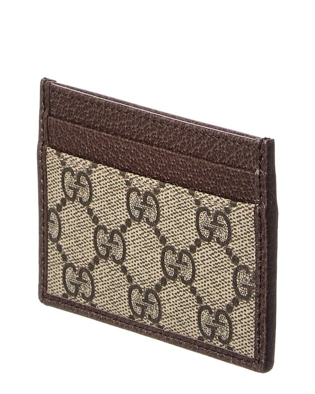 Gucci Brown Ophidia Gg Supreme Canvas & Leather Card Case