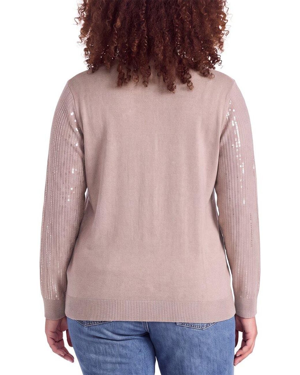 Anne Klein Gray Plus Sequin Cardigan