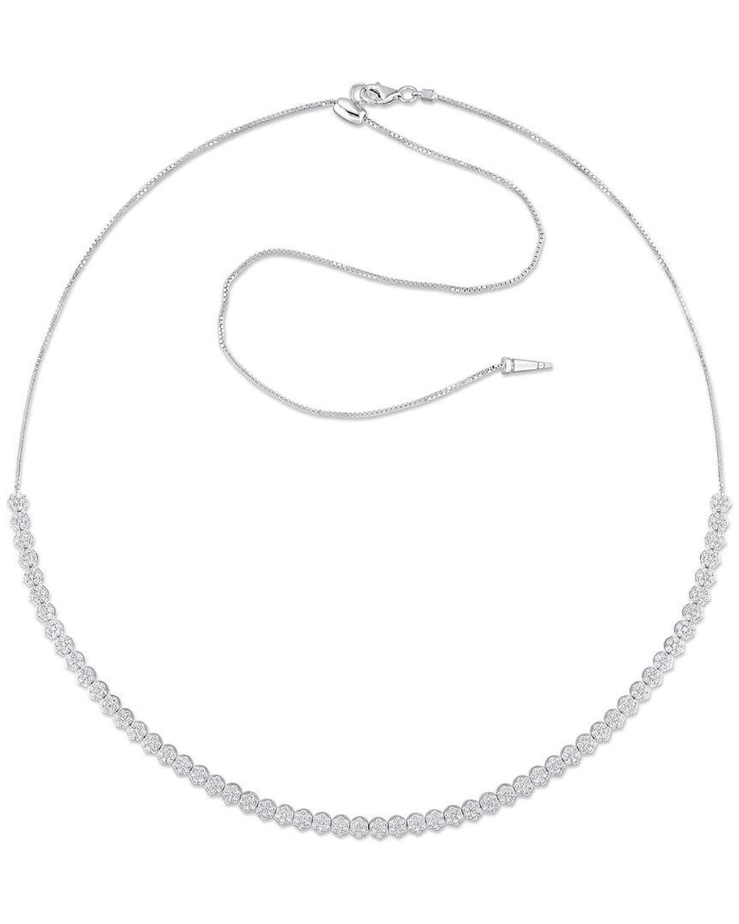 Diamond Select Cuts Metallic 14K 2.99 Ct. Tw. Diamond Tennis Necklace