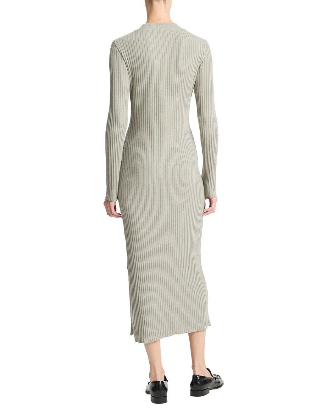 Vince Multicolor Rib High Crew Neck Dress