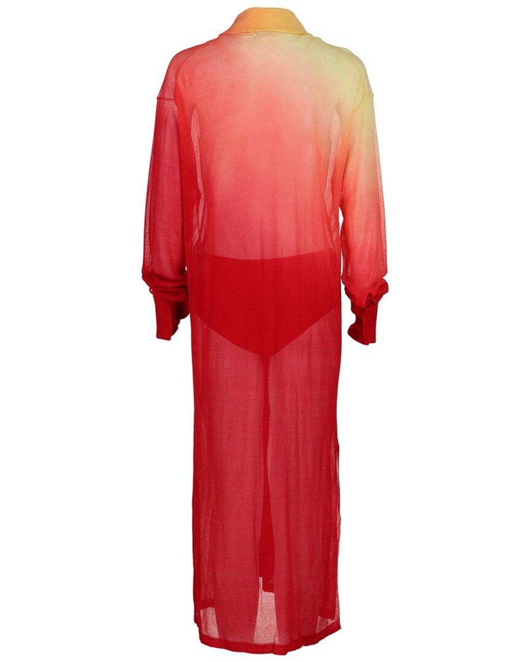 Ferragamo Red Degrade Silk-Blend Midi Shirt