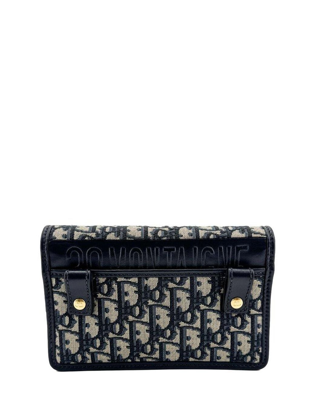 Dior Gray Oblique Canvas 30 Montaigne Chain Pouch (Authentic Pre-Loved)