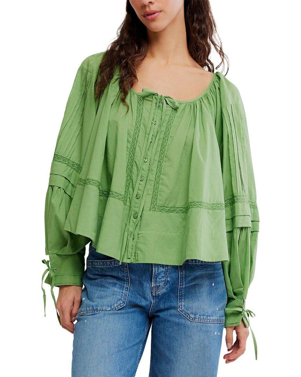 Free People Green La Lune Top
