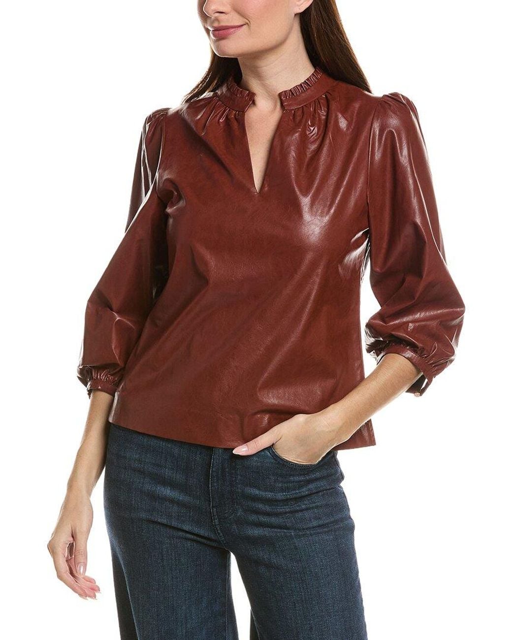 tyler boe Red Penny Vegan Leather Top