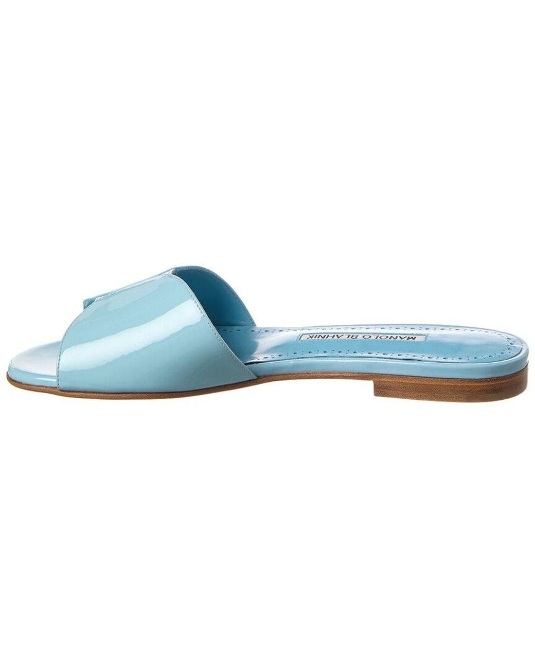 Manolo Blahnik Blue Houramu Patent Sandal