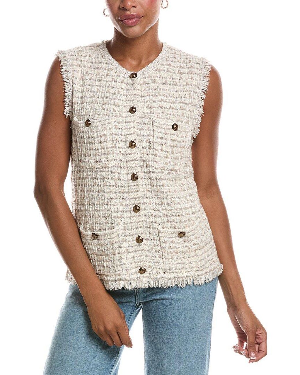Autumn Cashmere White Long Tweed Vest