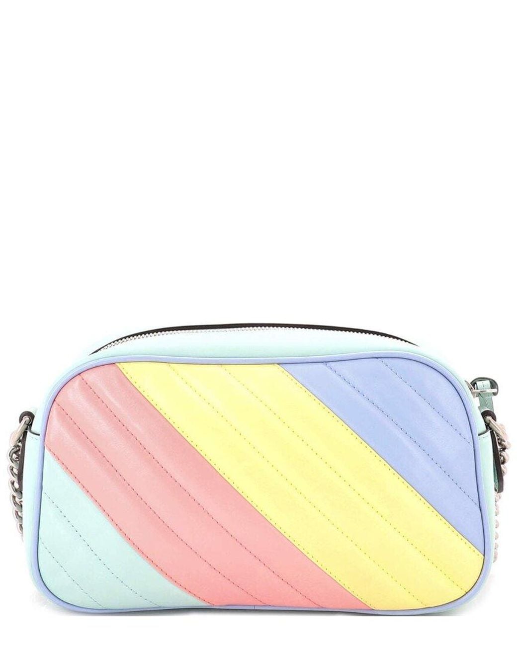 Gucci Multicolor Diagonal Quilted Leather Gg Marmont Shoulder Bag Small (Authentic Pre-Loved)