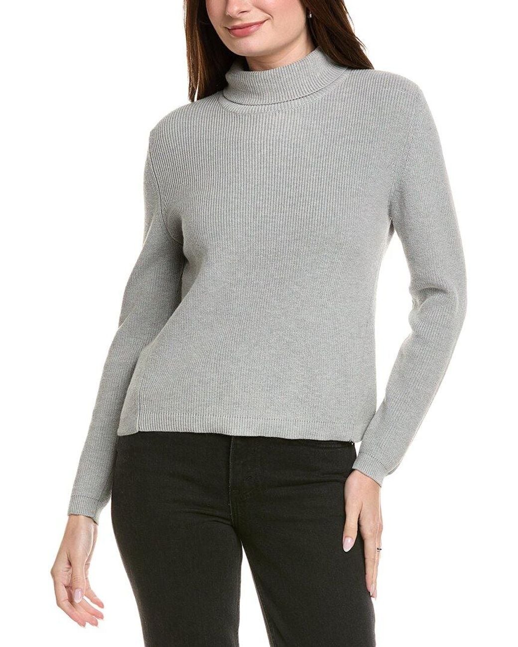 Hannah Rose Gray Shaker Turtleneck Cashmere-blend Sweater