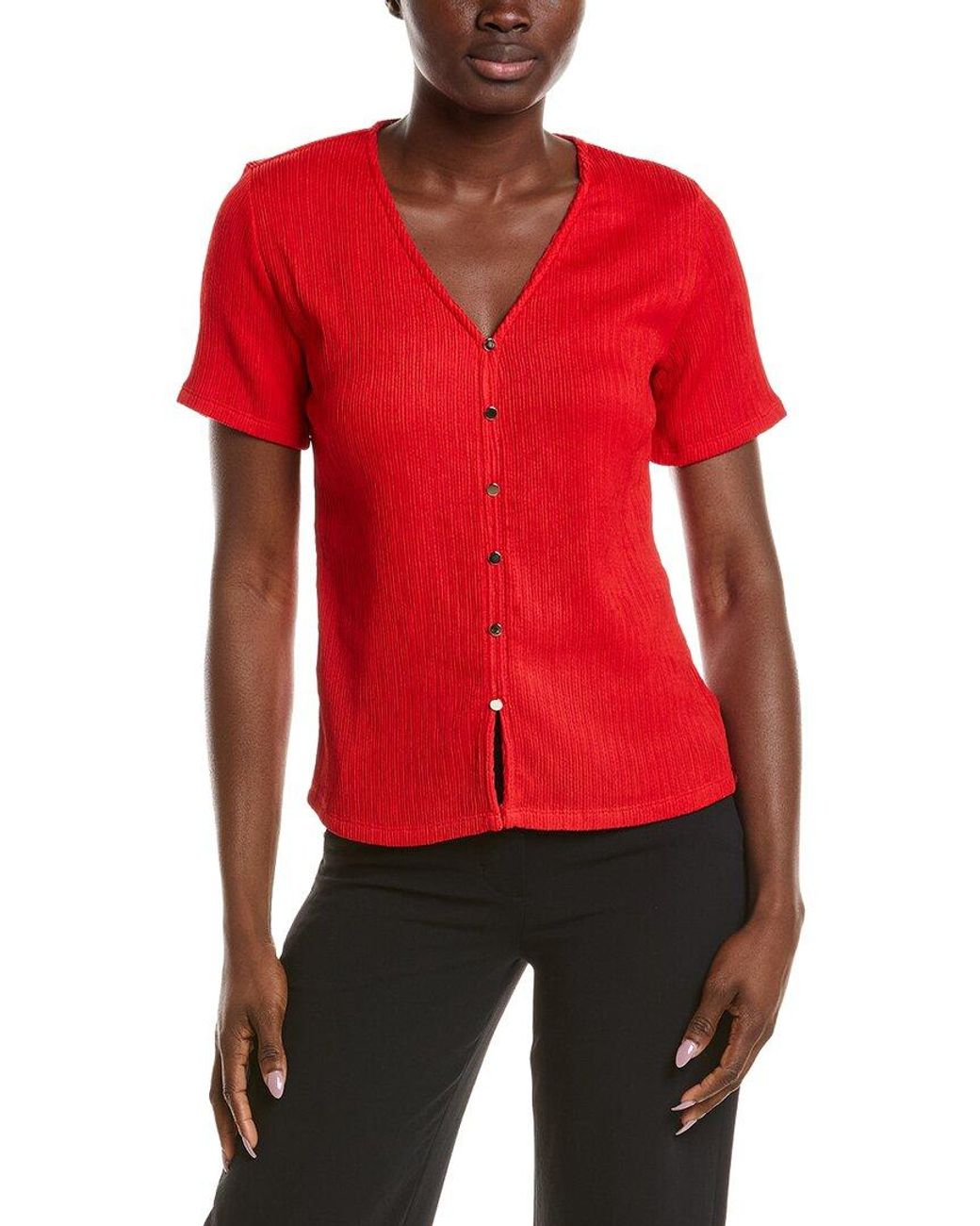 Anne Klein Red Crinkle Top