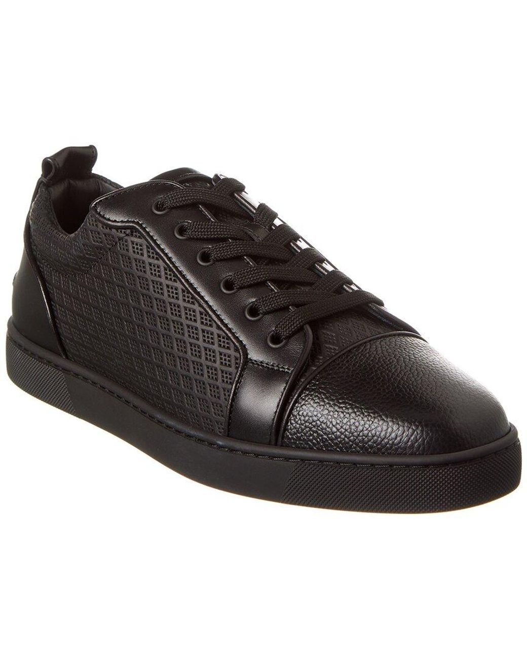 Christian Louboutin Louis Junior Studded Leather-trimmed Canvas Sneakers - Men - Gray Sneakers - EU 44