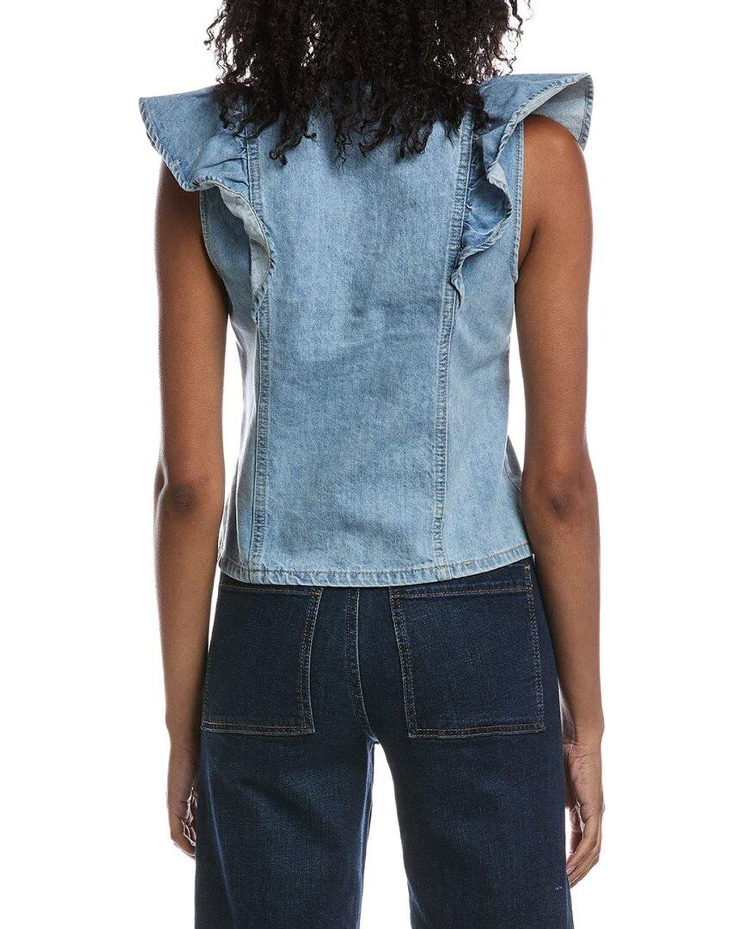 Current/Elliott Blue Mandarin Collar Vest
