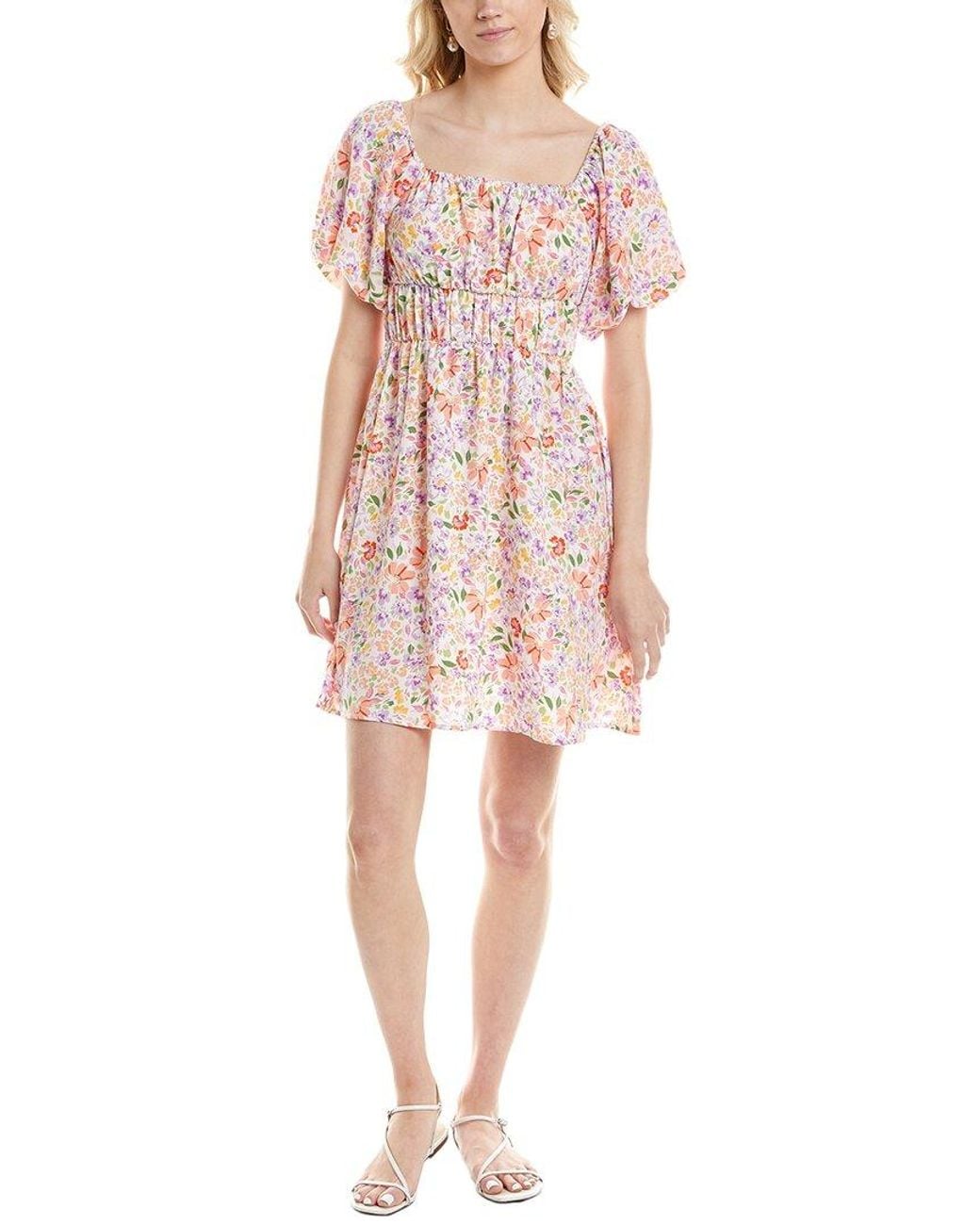 Marion Pink Puff Sleeve Mini Dress