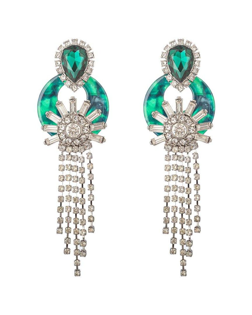 Eye Candy LA Blue Cz Plata Verde Statement Earrings