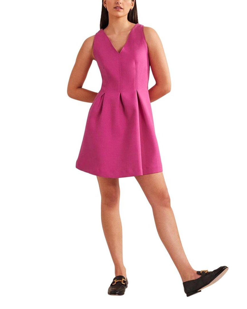 Boden V neck Wool blend Skater Mini Dress in Pink Lyst