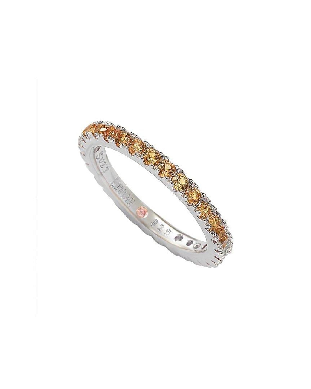 Suzy Levian Metallic Silver Cz Stackable Ring