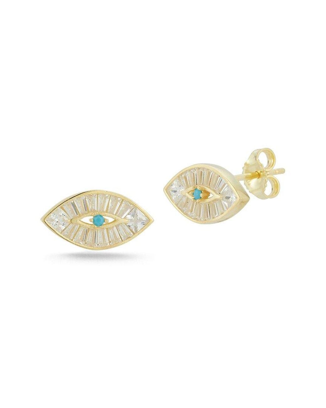 Sphera Milano Metallic 14K Over Synthetic Cz Evil Eye Earrings
