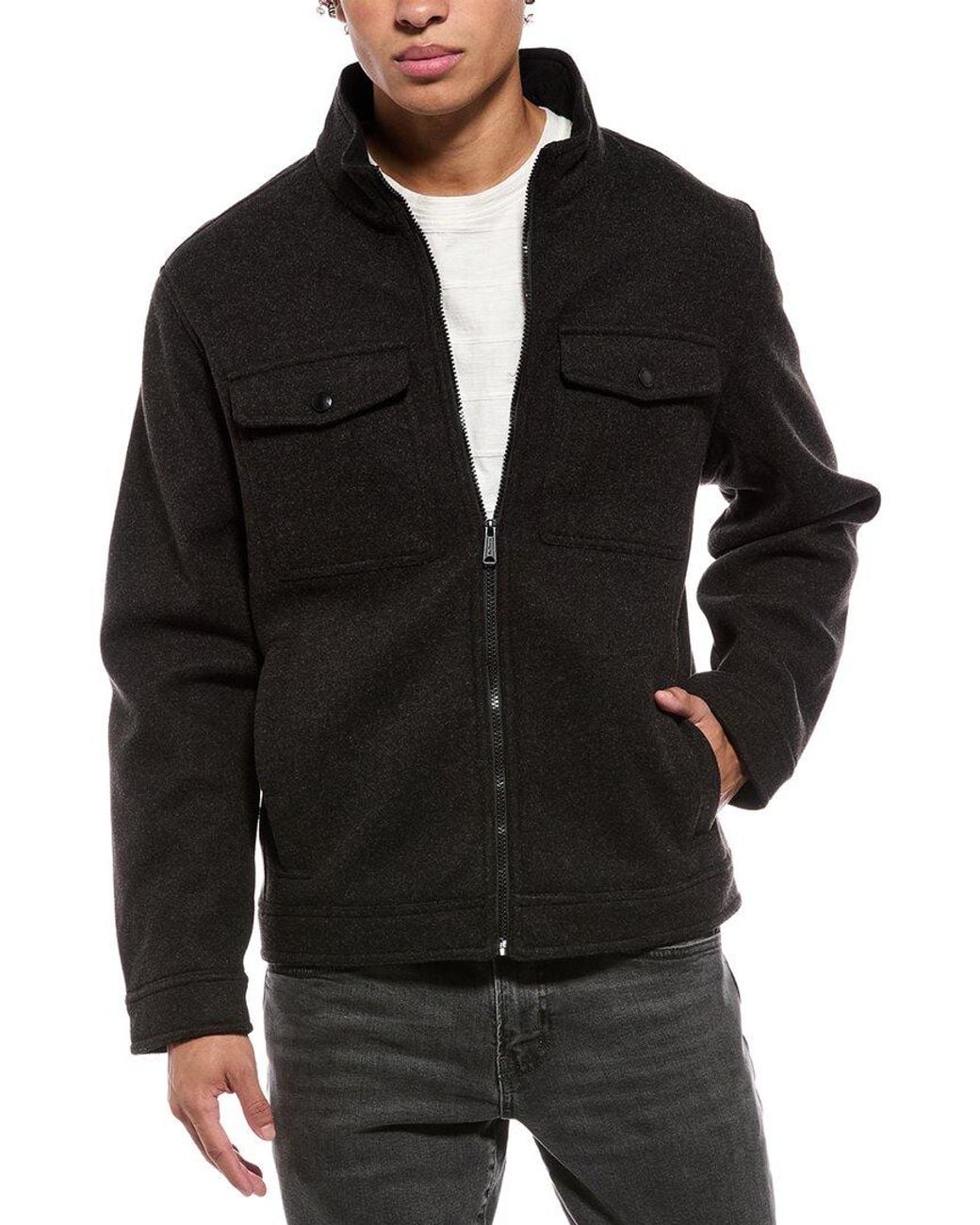 Ben Sherman Black Sherpa Bonded Jacket for men