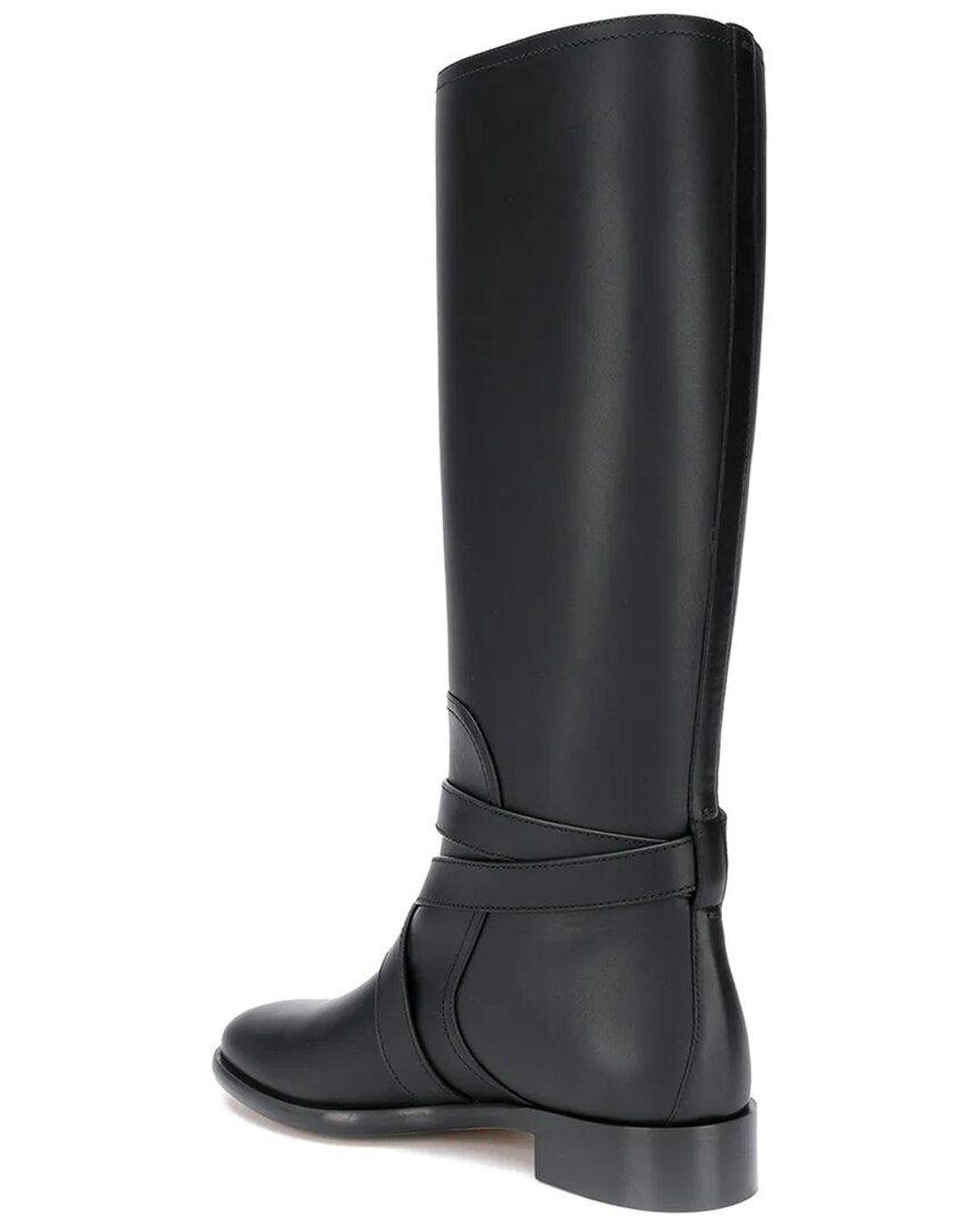 Ferragamo Black Gancini Leather Knee-High Boot