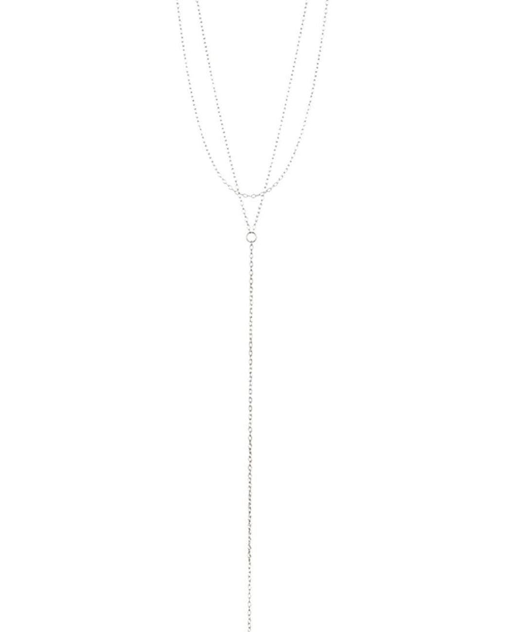 Adornia White Layered Lariat Necklace