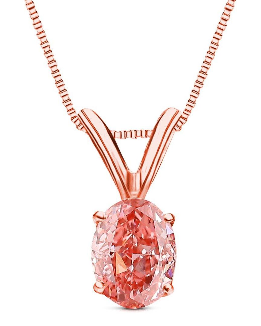 Amairah Red 14K Rose 2.00 Ct. Tw. Lab-Grown Diamond Solitaire Pendant Necklace