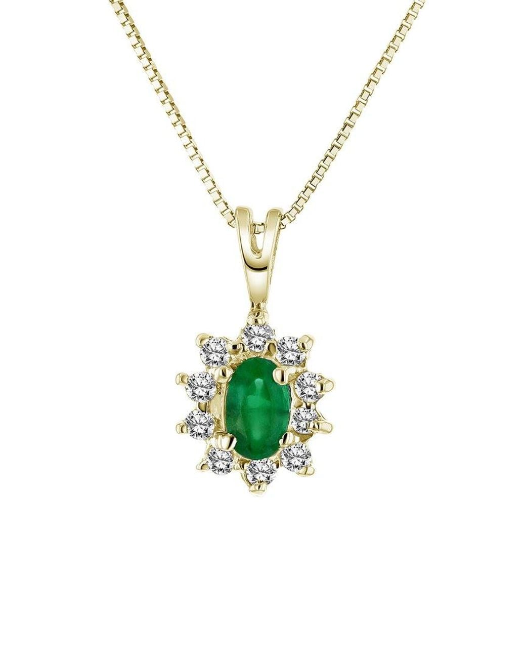 LEVARON White 14K 0.35 Ct. Tw. Diamond & Emerald Necklace