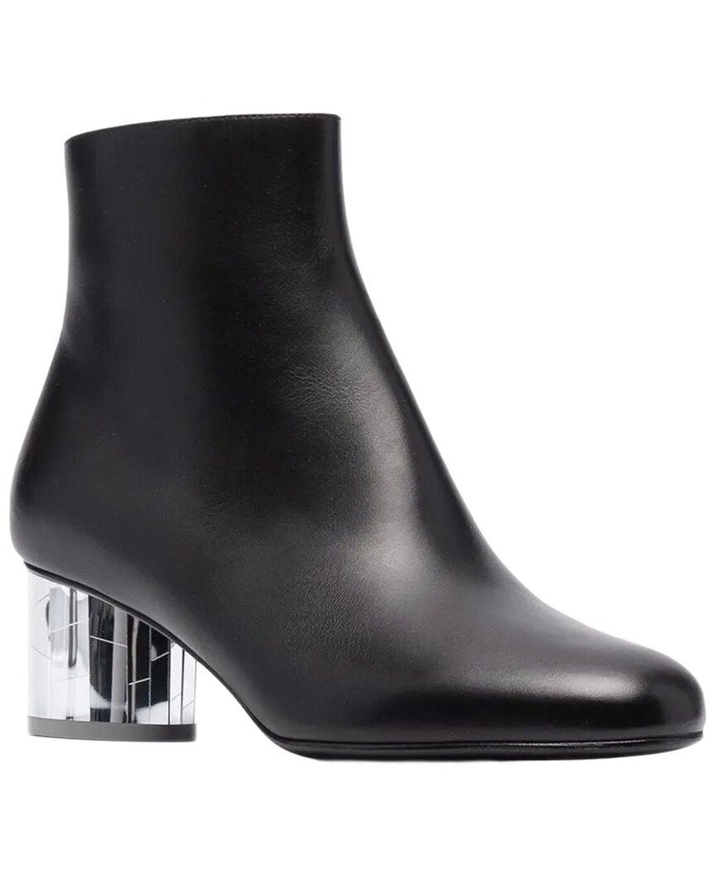 Ferragamo Black Block-Heel Leather Bootie