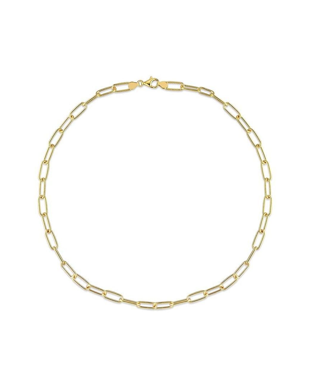 Italian Silver Metallic 18k Over Paperclip Chain Necklace