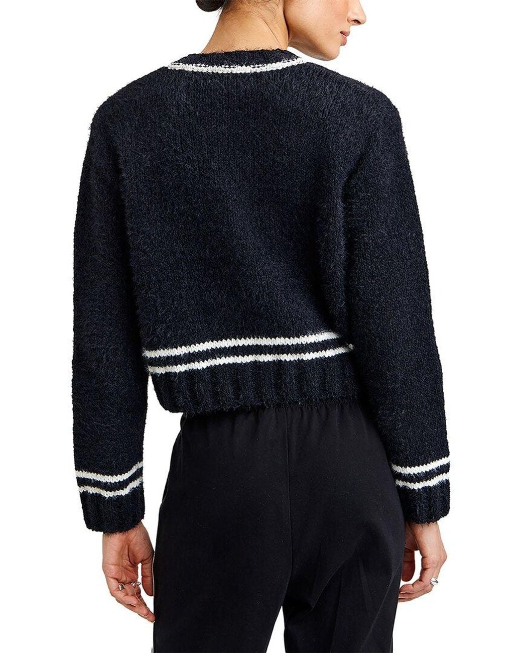 Bella Dahl Blue Contrast Stripe Cardigan