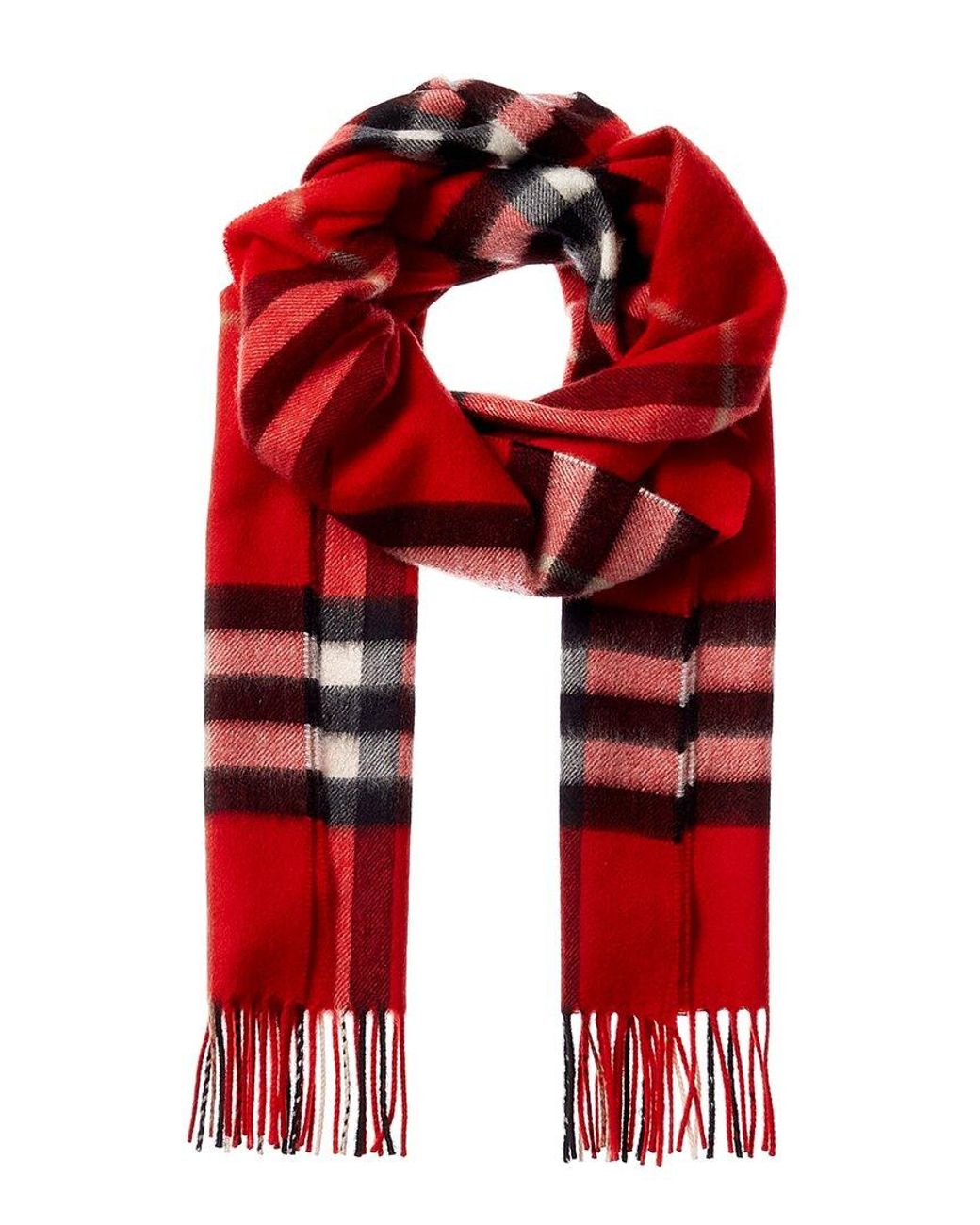 Burberry Red The Classic Check Cashmere Scarf
