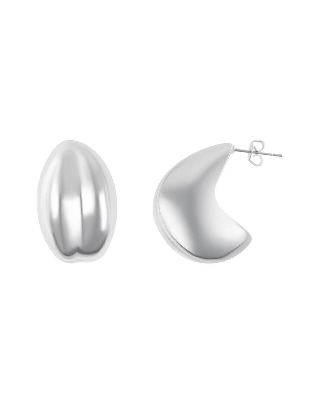 Adornia White Plated Puff Hoops