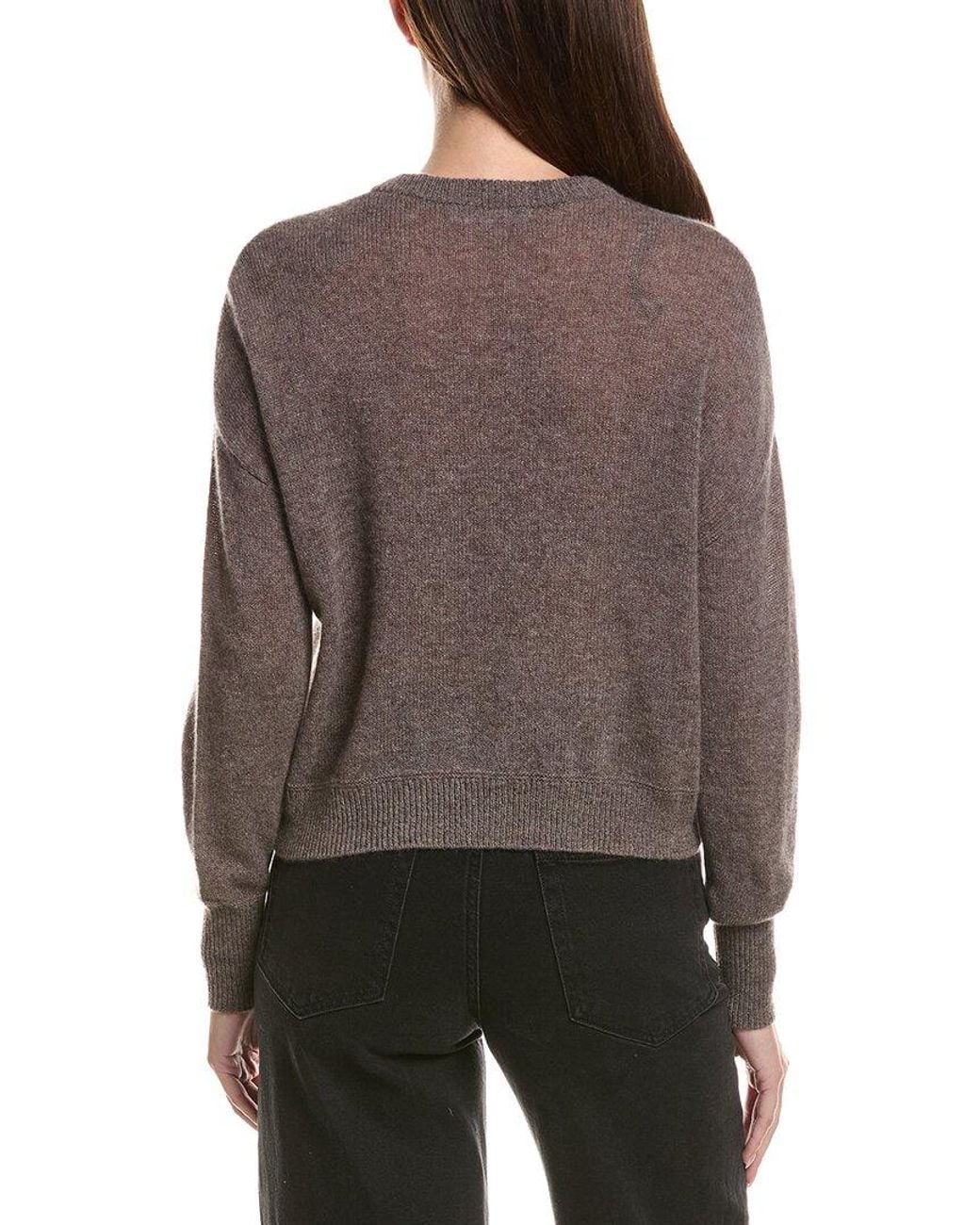 Hannah Rose Gray Drop-Shoulder 100% Cashmere Cardigan