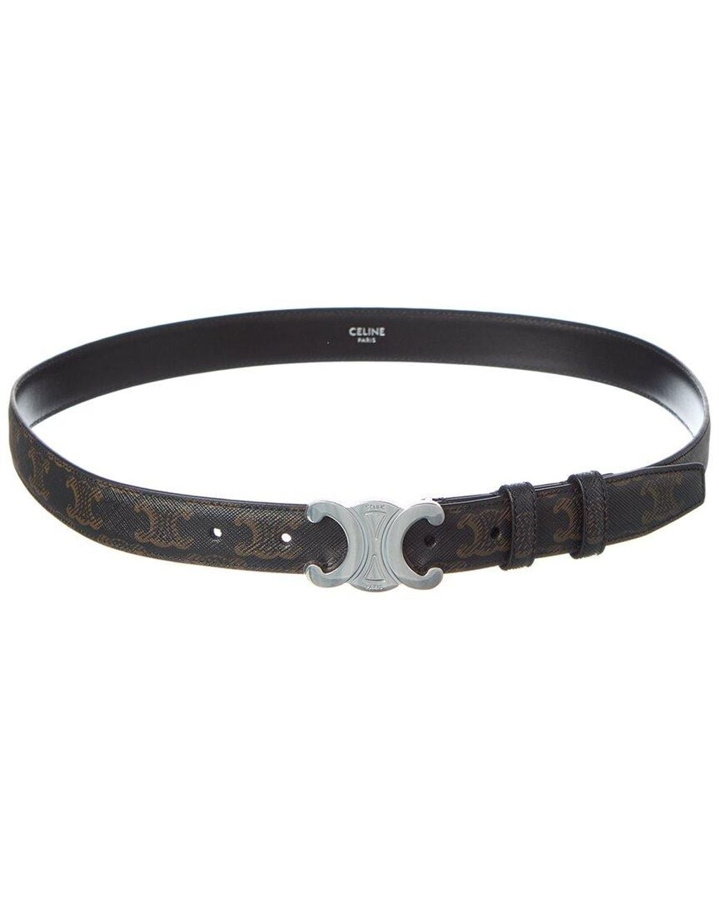 Céline Black Triomphe Medium Canvas Belt