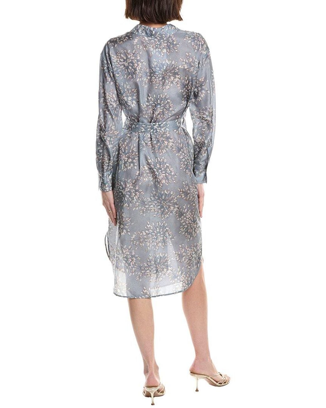 Brunello Cucinelli Blue Silk Shirtdress