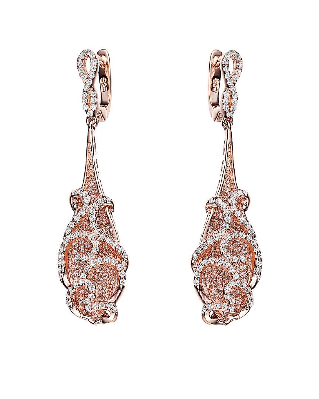 Genevive Jewelry Pink 14k Rose Gold Vermeil Drop Earrings
