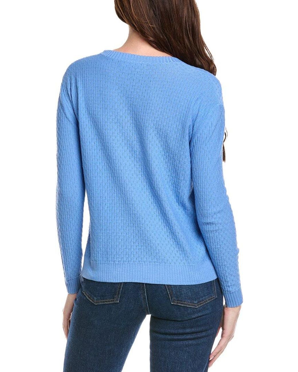 Hannah Rose Blue Savannah Texture Linen-Blend Sweater