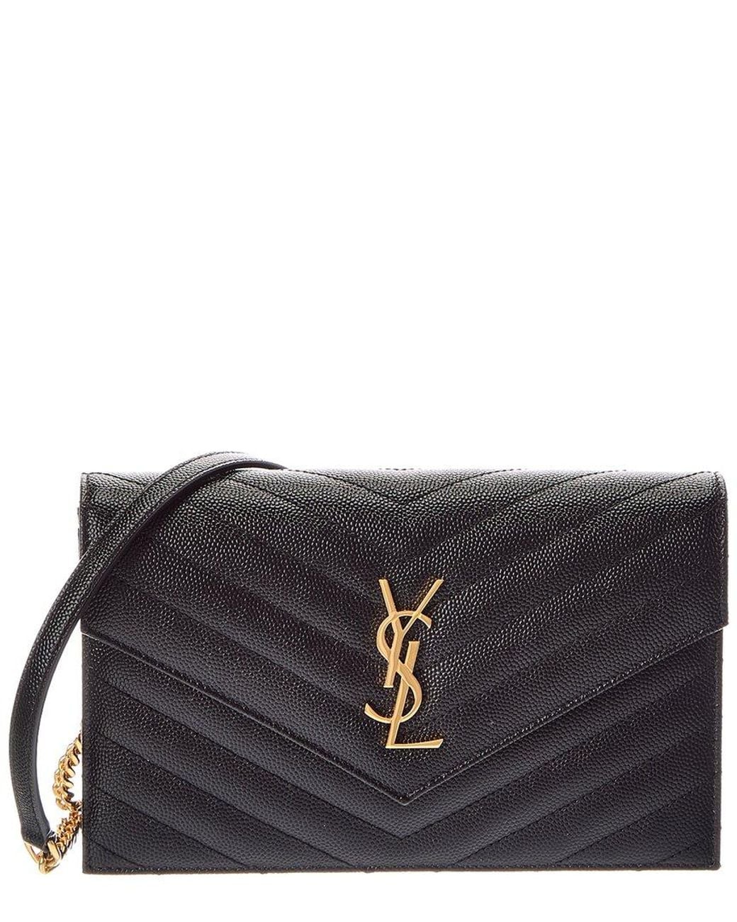 Saint Laurent Black Cassandra Leather Wallet On Chain