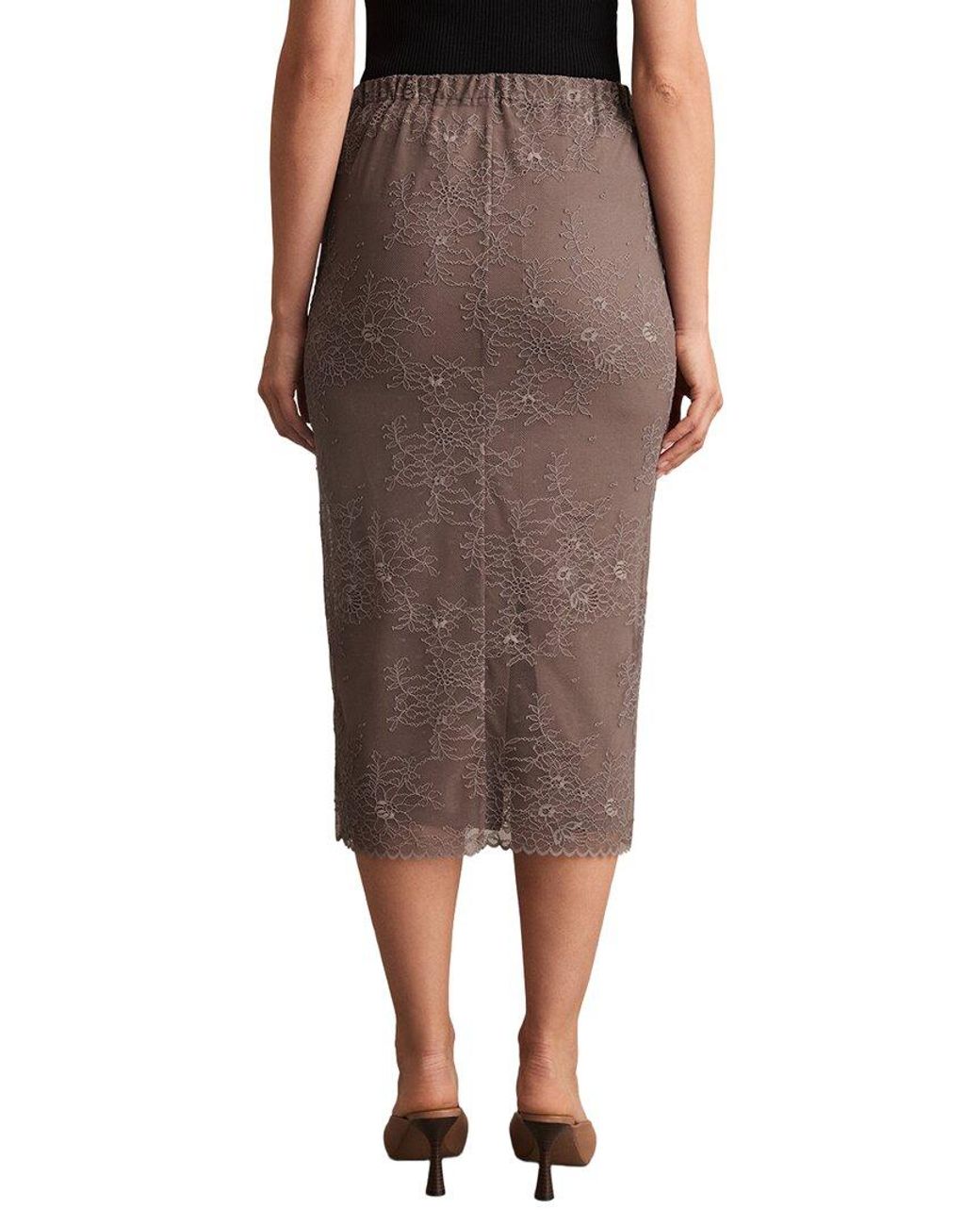 Reiss Brown Rita Lace Skirt