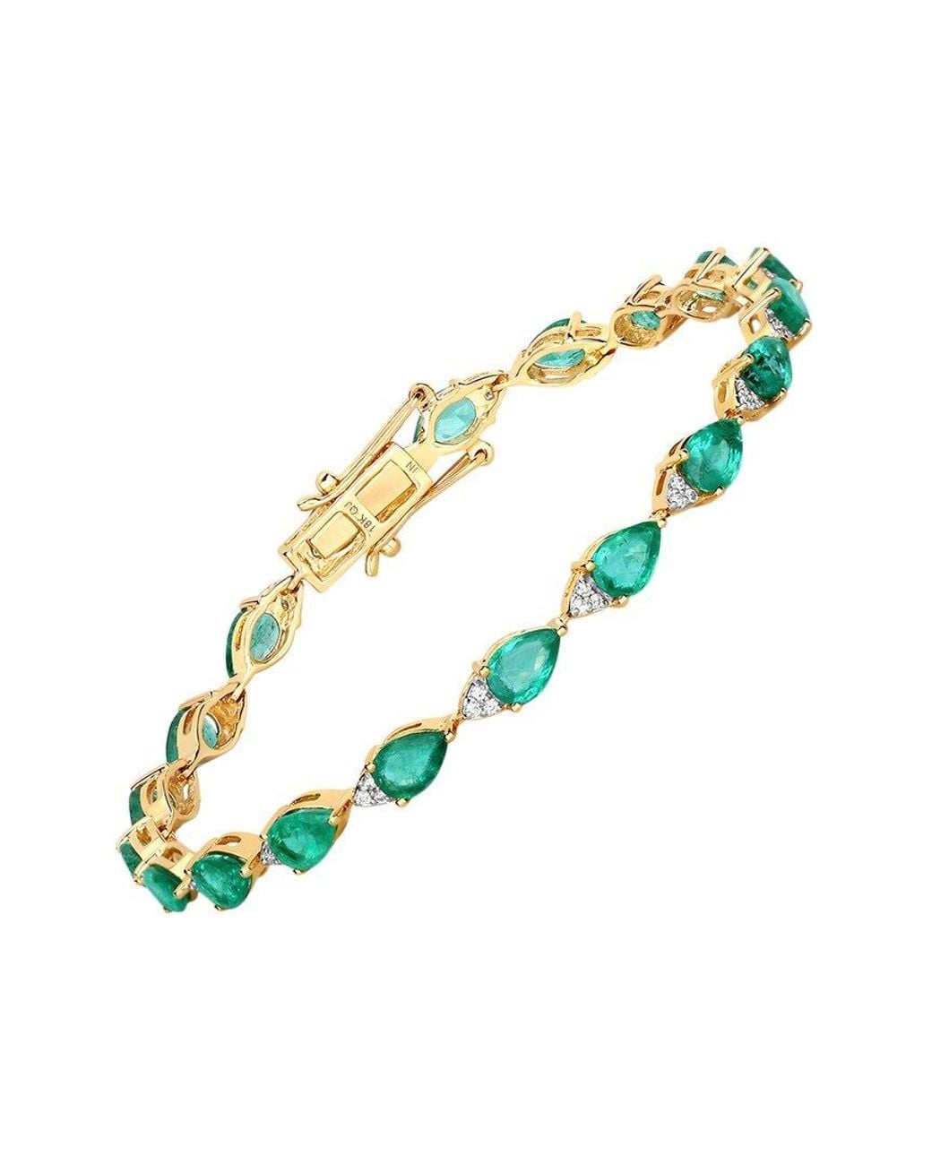 Diana M Metallic Fine Jewelry 18k 6.91 Ct. Tw. Diamond & Emerald Bracelet