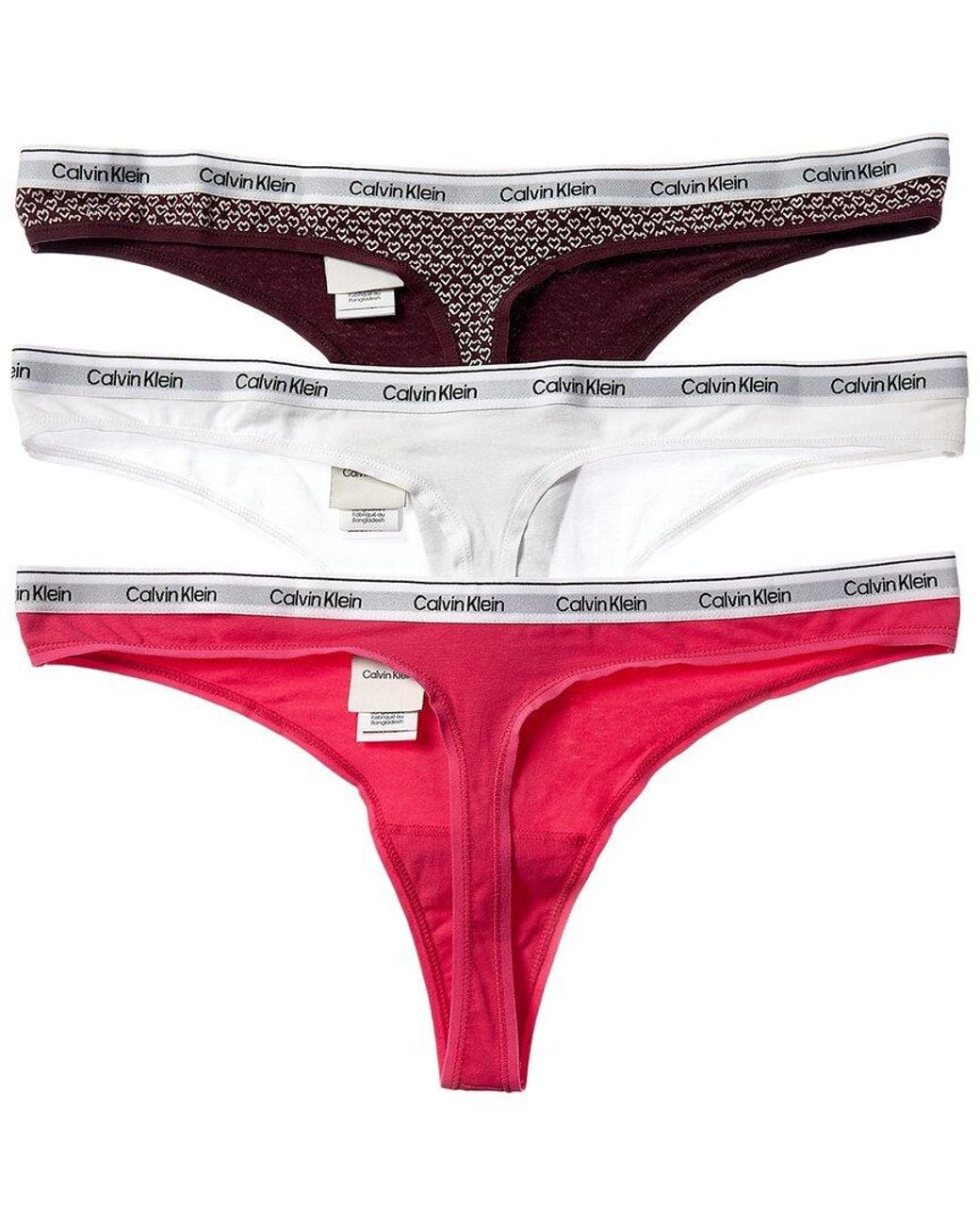 Calvin Klein Red 3Pk Icon Logo Thong