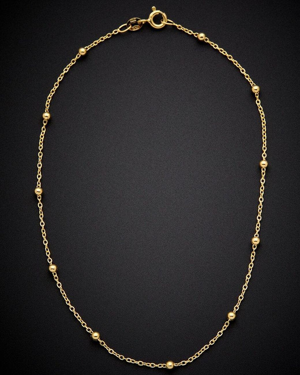 Italian Gold Black 14K Bead Station Anklet