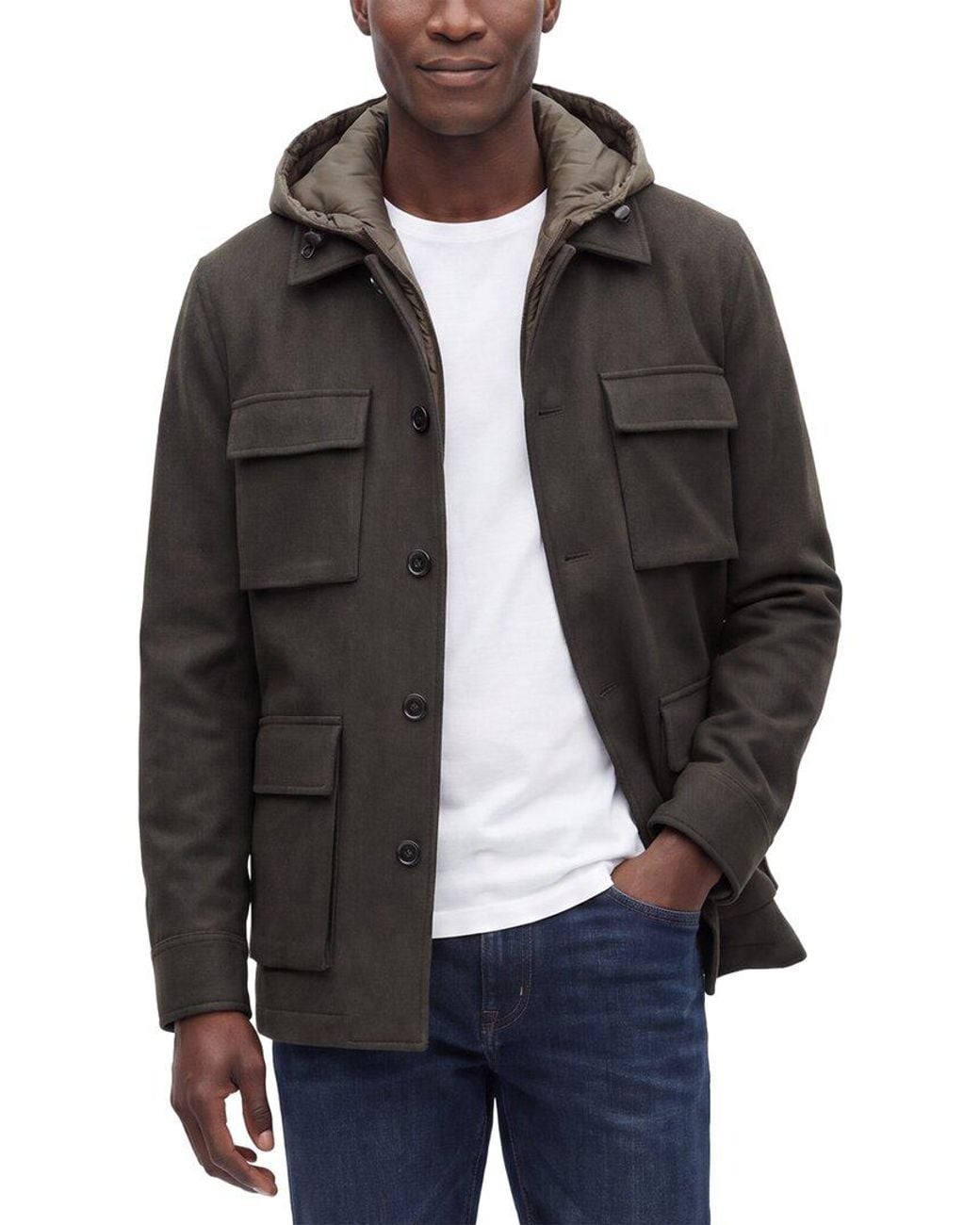 Corneliani Gray Cc Collection Wool-Blend Utility Jacket for men