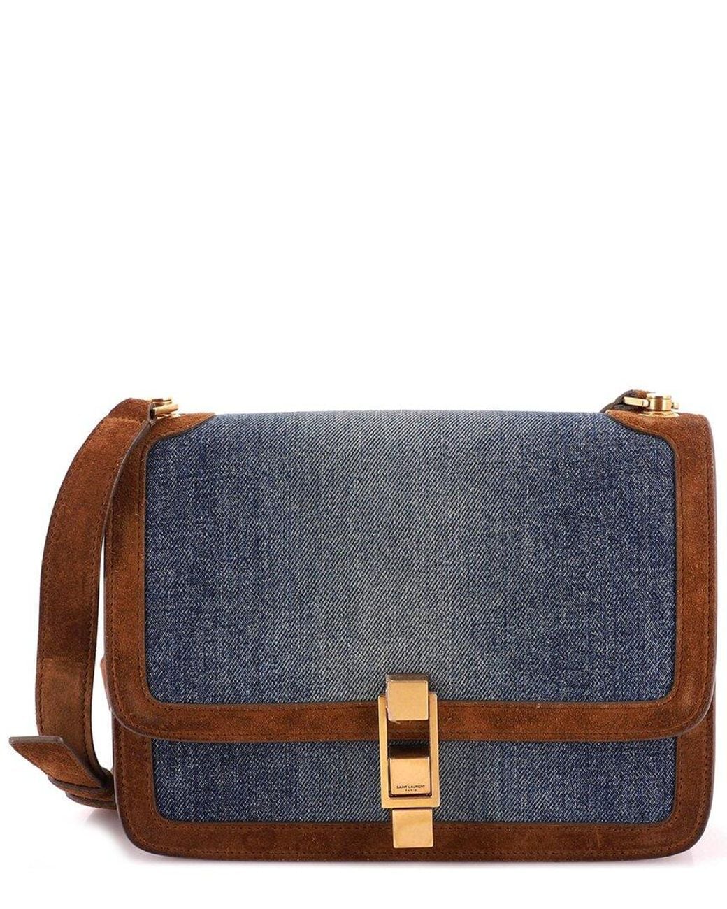 Saint Laurent Blue Denim Carre Satchel Medium (Authentic Pre-Loved)